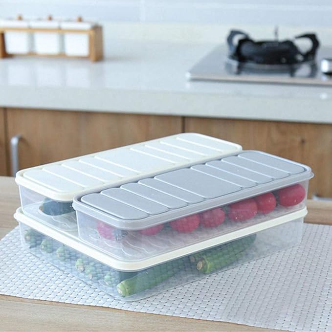 Food Storage Containers Vegetable Organizer 94-oz with Lid Clear Fridge Crisper Keep Food Fresh BPA Free Kitchen Organizer Bins (2 x Small)