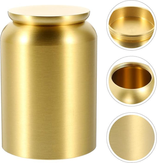 Copper Canister Tea Storage Jar Kitchen Food Canister Brass Tea Can Storage Tank Airtight Sealing Jars for Coffee Bean (Bottle Mouth: 3.2CM, Height: 6.7CM)