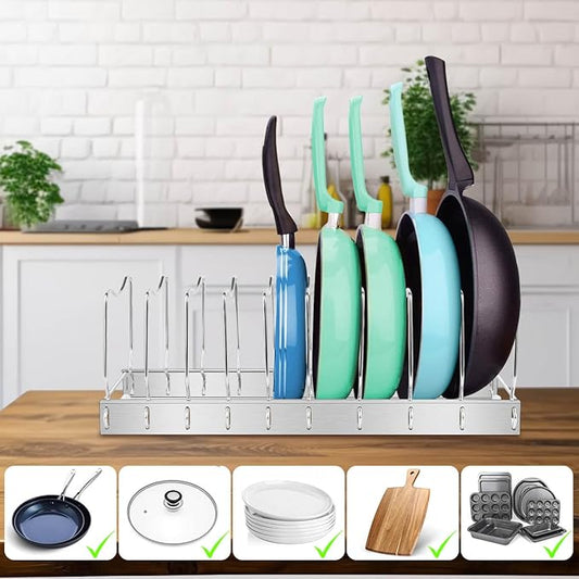 Lid Organizer - Detachable and Adjustable Pots and Pans Organizer for Kitchen Cabinet Storage, Cutting Boards, Cooking Utensils (1 pack)