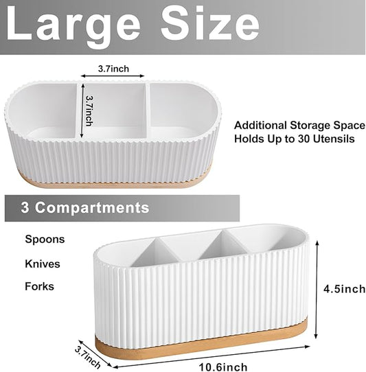 Countertop Silverware Holder, Silverware Caddy Organizer Holder for Forks, Spoons, Knives, Cutlery Caddy with 3 Compartments, Kitchen Utensil Holder for Party, Countertop