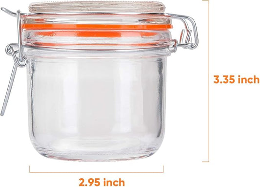 Encheng Glass Jars With Airtight Lids, 6 oz Mason Jars,Glass Jar With Leak Proof Rubber Gasket 200ml,Storage Jar With Hinged Lid for Home and Kitchen,GlassStorage Containers With Lids 12 Pack