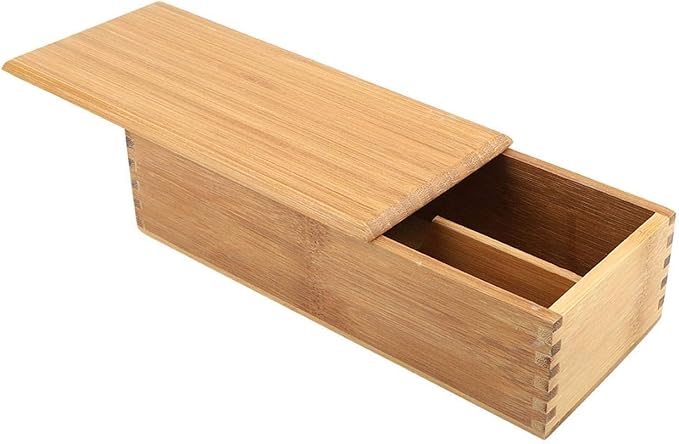 Cyrank Wooden Cutlery Box with Lid, Small Drawer Organizer Kitchen, Cutlery Organizer in Drawer for Spoon Utensil Chopsticks Box for Kitchen Countertop, 10.6x4.3x2.5inch
