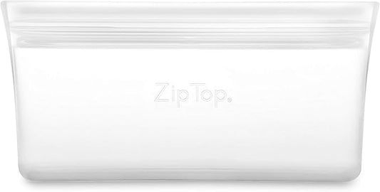 Zip Top Reusable Food Storage Bags | Snack Bag [Frost] | Silicone Meal Prep Container | Microwave, Dishwasher and Freezer Safe | Made in the USA