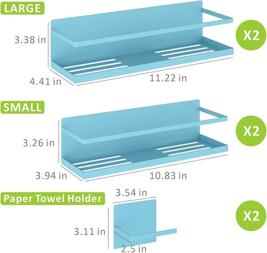 Magnetic Spice Rack For Refrigerator Magnetic Fridge Shelf For Kitchen Blue 4 Pack With Magnetic Paper Towel Holder