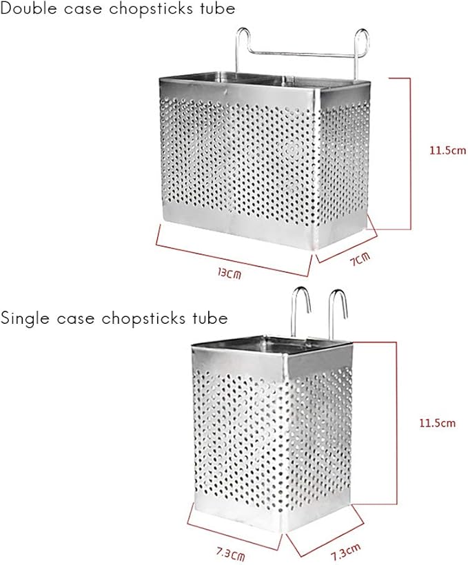 Kitchen Utensil Storage Holder, Stainless Steel Utensil Container Hanging Mesh Utensil Drying Rack Fork Chopsticks Storage Organizer Tableware Dinner Service Holder Cutlery Rack (Single Grid)