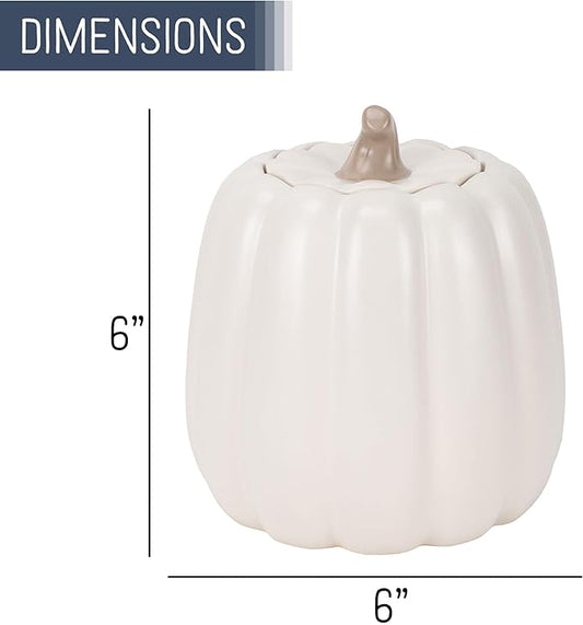Nat & Jules Pumpkin Shaped 6 x 6 Inch Ceramic Storage Canisters: Perfect for Halloween, Thanksgiving and Indoor Fall Table Décor & Centerpieces - Set of 3, White