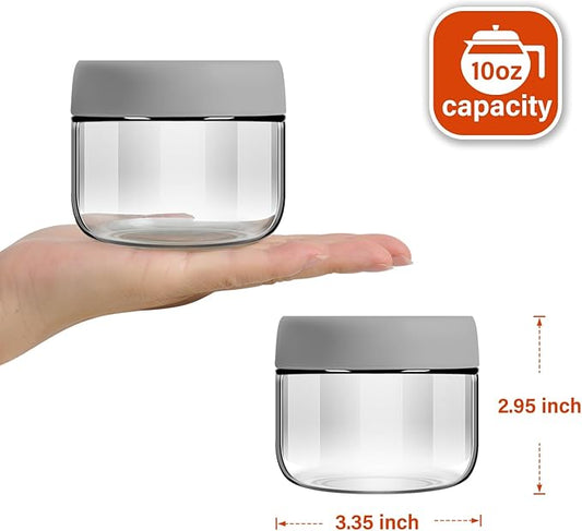 6-Pack 10oz Small Glass Jars with Lids Overnight Oats Meal Prep Salad Food Cereal Snacks Containers Pudding Yogurt Storage Airtight