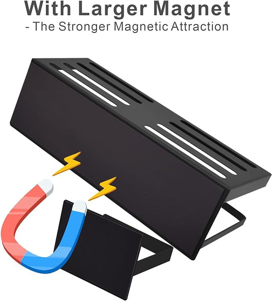 Magnetic Spice Rack for Refrigerator Magnetic Fridge Shelf for Kitchen Spice Organizer Magnetic Shelf for Fridge Space Saving Black 4 Pack with Magnetic Paper Towel Holder