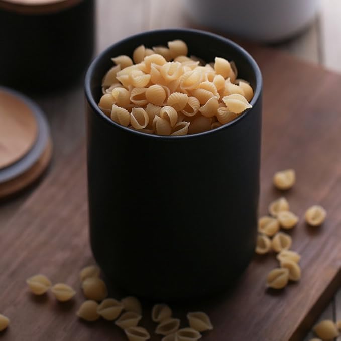 1000ml/34 oz Air Tight Jars Ceramic Storage Containers with Airtight Seal Bamboo Lids Kitchen Canisters for Tea Sugar Coffee Spice Seasoning And More