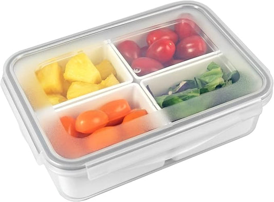 carrotez Food Storage Container with 4 Removable Compartments, Food Prep Container with Airtight Lids, Portion Control Container, Reusable, BPA Free, 6.3 Cup (1500ml)