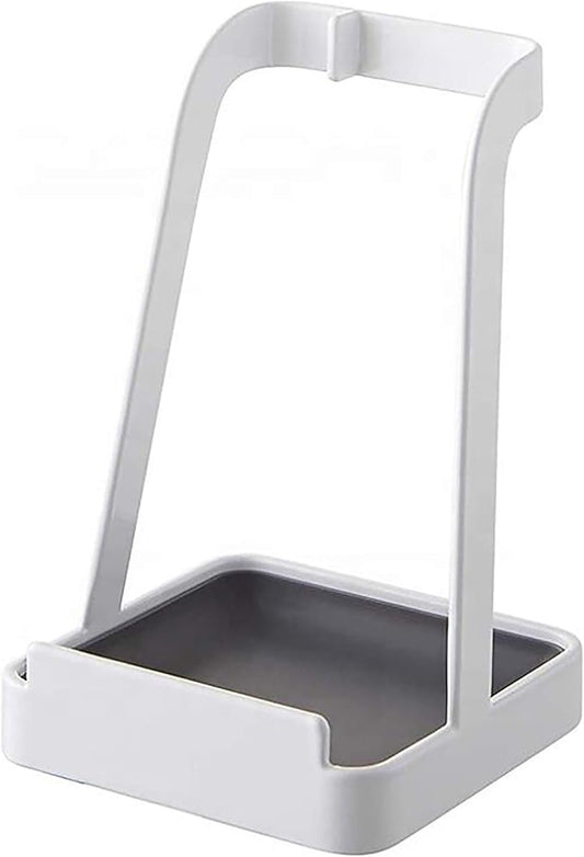 PnD Kitchen utensil and iPad holder,Pot lid stand holder spoon rest,Kitchen tools silicone spoon holder,Metal pot lid holder tower ladle holder,Cooking Utensil Rest - White,3.9 inchx3.9 inchx5.9 inch
