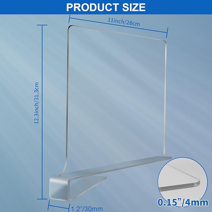 12 Inches [Extra Tall Version] Clear Shelf Dividers for Closet Organization and Storage, 6 Pack Purse Organizer for Closet Acrylic Adjustable Bookshelf for Organization, Perfect for Sweater, Clothes