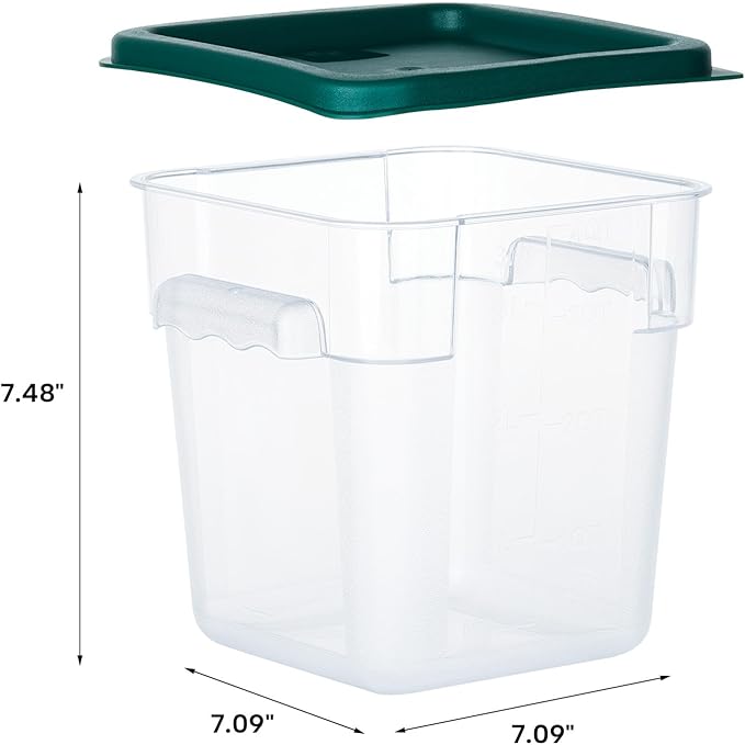 4 Pack Food Storage Containers with Lids, 4 Quart Square Commercial Food Containers, NSF, Polycarbonate, Clear