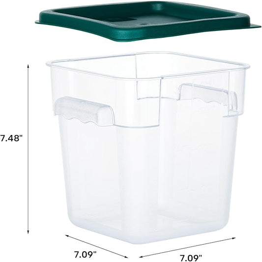 4 Pack Food Storage Containers with Lids, 4 Quart Square Commercial Food Containers, NSF, Polycarbonate, Clear