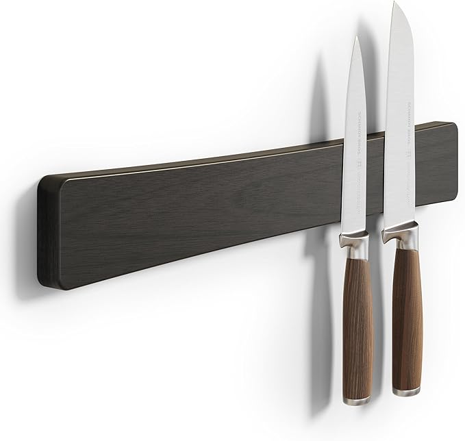 Magnetic Knife Holder for Wall, 16" Acacia Wood No Drill Knife Magnet Strip Use as Tool Key Storage Knife Bar, Powerful Wall Mounted Magnetic Knife Rack for Refrigerator & Kitchen Utensil Organizer
