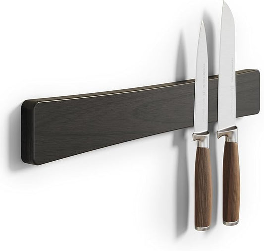 Magnetic Knife Holder for Wall, 16" Acacia Wood No Drill Knife Magnet Strip Use as Tool Key Storage Knife Bar, Powerful Wall Mounted Magnetic Knife Rack for Refrigerator & Kitchen Utensil Organizer