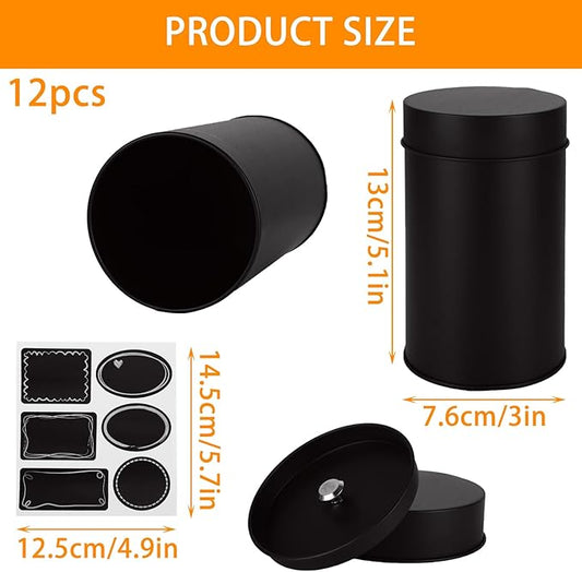 12 Pcs 16 oz Tea Tins for Loose Tea, Tea Canister with Lid Double Sealed, Metal Tin Container for Loose Leaf Tea Storage, Coffee, Sugar