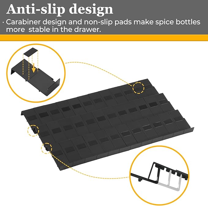Famhap Spice Drawer Organizer, 48PCS Interlocking Expandable Seasoning Rack Tray Insert for Kitchen Drawers, Spice Rack Drawer for Spice Jars