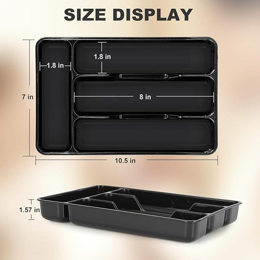 Silverware Drawer Organizer Tray,Mini Classic Organizer for Kitchen Drawers, Utensil Tray and Cutlery Silverware Holder Plastic Drawer Dividers with 4 Slots Multipurpose for Forks, Knives