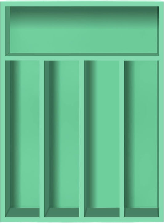 Utopia Kitchen Silverware Organizer, Bamboo Utensil Drawer Organizer for Cutlery, Utensils & Flatware (5 Compartment, Mint) Pack of 1