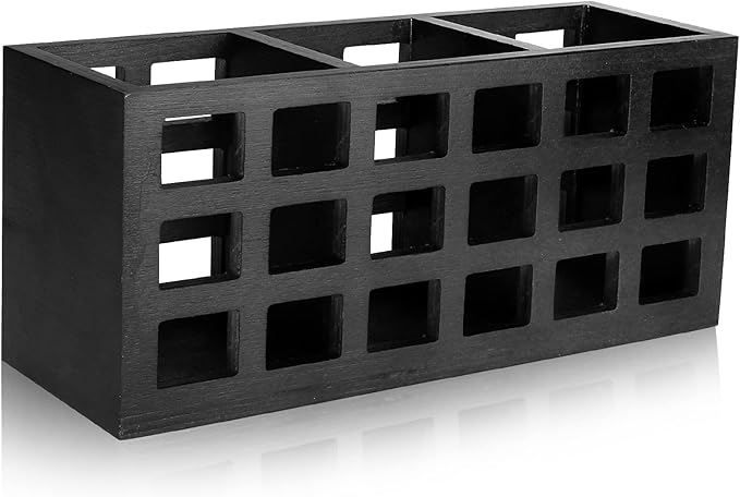 Farmhouse Wooden Silverware Utensil Caddy Cutlery Holder Utensil Holder Organizer for Kitchen Countertop Party Table Fork and Spoon Holders Storage Wood Silverware Basket Picnic Flatware Caddy