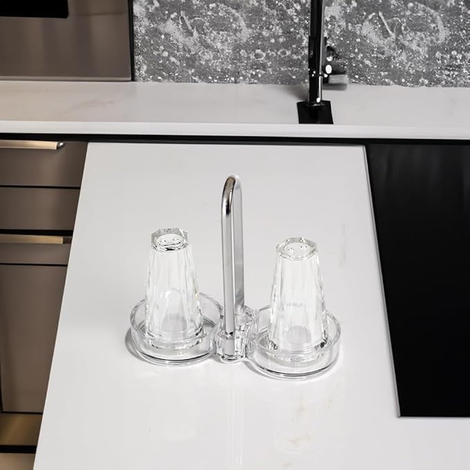 Set of 2 Crystal Seasoning Bottle With Holder,Refillable Crystal Salt and Pepper Shakers Set,Crystal Flavor Dispenser,Kitchen or Table Ornaments(003)