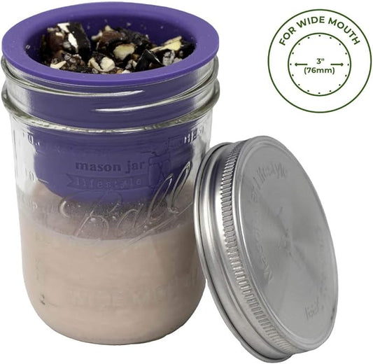 Divider Cup by Mason Jar Lifestyle - For Salads, Dips, and Snacks. Plastic Free Bento Lunch Container(Charcoal Gray, Wide Mouth)