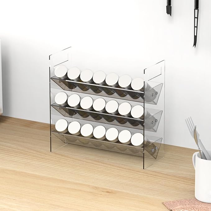 WUIVIUT Spice Rack Organizer for Cabinet Kitchen Countertop Shelf Organizer for Cabinet, Kitchen, Pantry Spice Jars with Clear Acrylic Spice Organizer