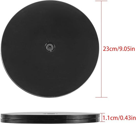 HSTECH 9” Lazy Susan Turntable Black Acrylic Ball Bearing Rotating Tray for Spice Rack Table Cake Kitchen Pantry Decorating TV Laptop Computer Monitor, 50-lb Load Capacity (360˚ Rotation)