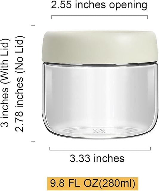 3-pack 9.8oz Glass jars with Airtight Lids, Overnight Oats Containers with Lids, Wide mouth Mason Salad jars, Glass Food Storage Containers for Snacks Sugar Yogurt Chia Pudding (Ash white)