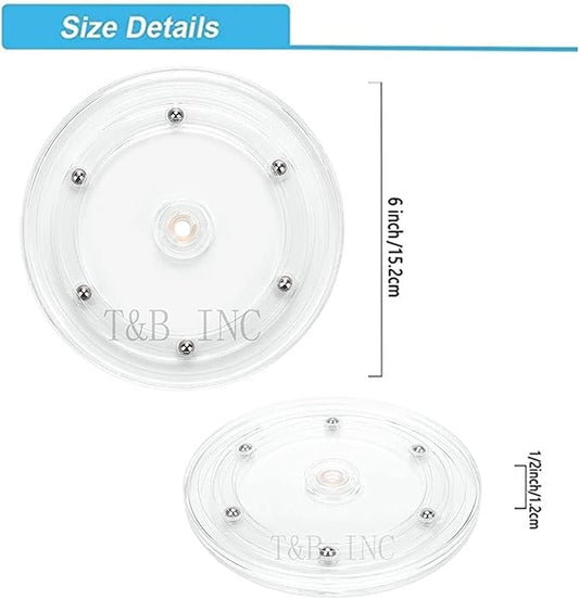 TamBee 2PC 6 inch Lazy Susans Turntable Organizer White Acrylic for Spice Rack Table Cake Kitchen Pantry Decoratin