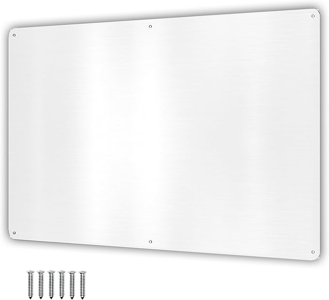 17.5inchX11.5inch Large Stainless Steel Plate for Magnets, 3M Adhesive Back, Mounting Screws, Ideal for Magnetic Shelf, Spice Holders, Fridge Magnets. Mount Anywhere! (White, 1 Pack)