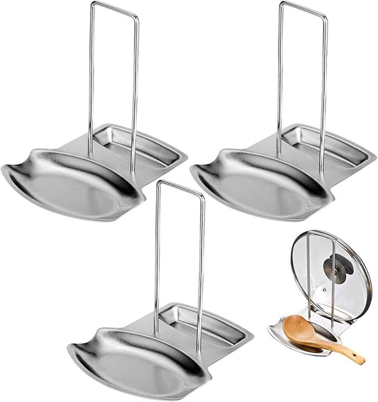 Lawei 3 Pack Lid and Spoon Rest - Pot Lid Holders Stainless Steel Pan Lid Organizer for Pots Pans Spoons