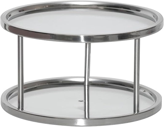 Dial Industries Lazy Susan Stainless Steel Turntable Organizer for Pantry, Cabinet, Countertop, 2 Tier