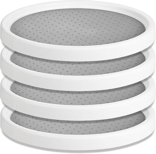 Amolliar 4 Pack 12" Lazy Susan Turntable Organizer, Non-Skid Spice Rack for Cabinet, Kitchen, Fridge, Countertop, Pantry Organizer Storage, Bathroom, Makeup Vanity Rotating Tray, Under Sink Organizing