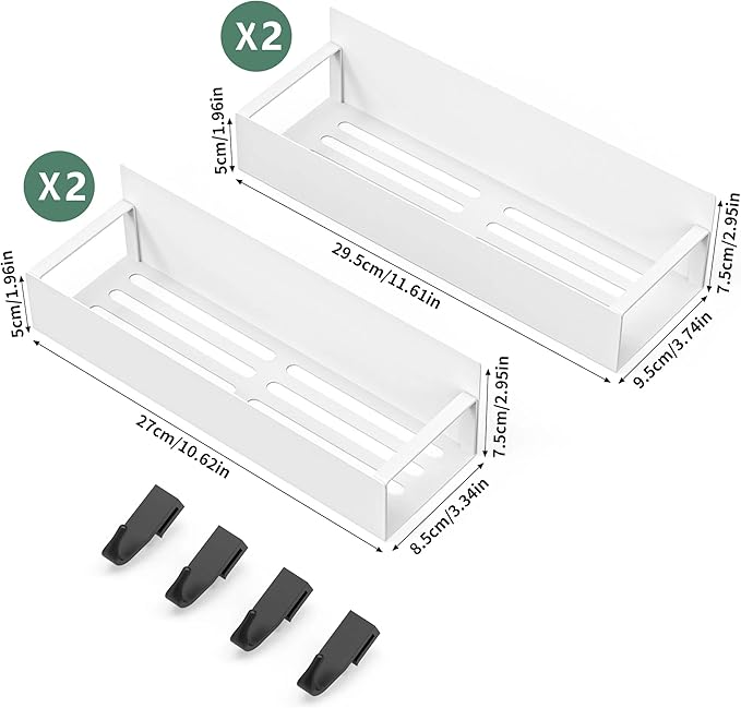 4-Piece Extra-Large Capacity Magnetic Spice Rack for Refrigerator, White