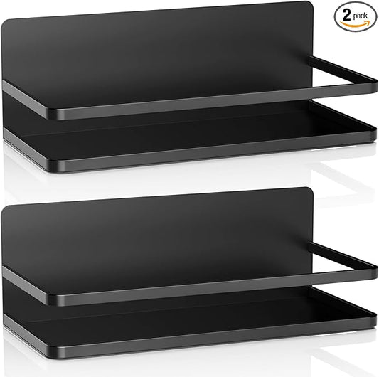 Grtard 2 Pack Magnetic Spice Rack for Refrigerator,Strong Magnetic Spice Rack Organizer and Storage,Magnetic Fridge Shelf Organization,Fridge Organizer Shelf for Jars,Home,Kitchen,Cabinet