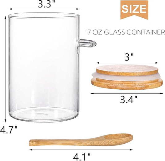 ZOOFOX 6 Pack Glass Jars with Airtight Lid and Spoon, Overnight Oats Container, 17 oz Clear Kitchen Container for Candy, Cookie, Coffee Beans, Snacks, Spices, Dry Goods