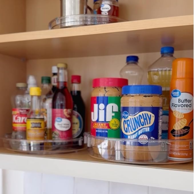 3 Pack Lazy Susan Organizer, Clear Lazy Susan Turntable Organizer for Cabinet, Kitchen, Refrigerator, Pantry, Bathroom, Rotating Spice Organization, 3 Size 9.25'' 10.6'' 12'', Acrylic