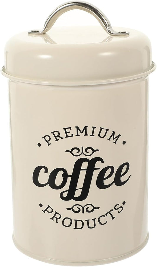 Luxshiny Metal Food Storage Jar with Airtight Lid Multi-Function Kitchen Container Vintage Sealed Canister for Coffee Bean Loose Tea Sugar Candy Pasta (1.2L Ivorywhite)