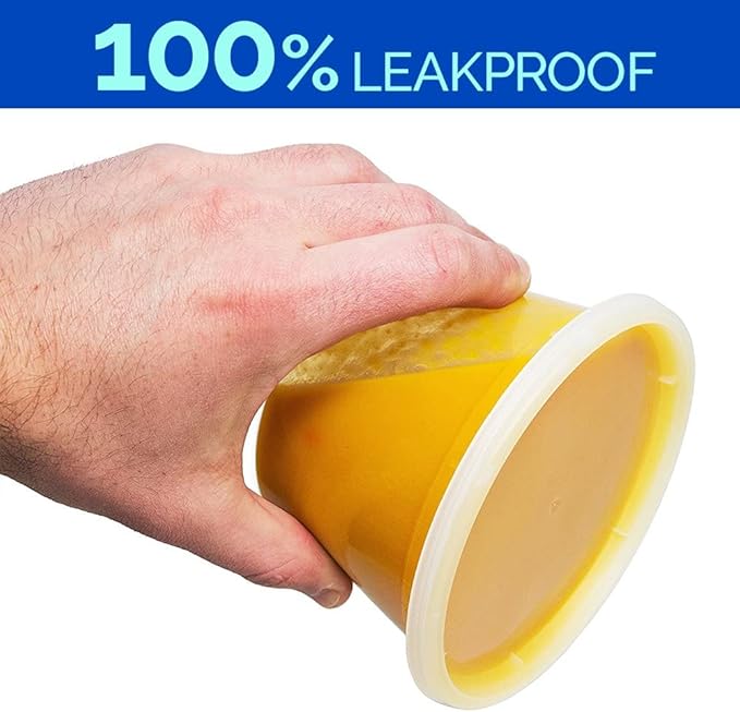 16oz Food Storage & Soup Containers with Airtight Lids - Clear Plastic Deli Cups - Great for Your Slime Kit - BPA Free | Leakproof - Microwaveable - Reusable - Dishwasher & Freezer Safe (24 pack)
