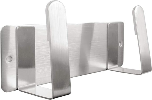 Pot Lid Rack, Wall Mounted 304 Stainless Steel Pan Lid Organizer Holder, Self Adhesive, Kitchen Cooking Utensil Tool (Silver)