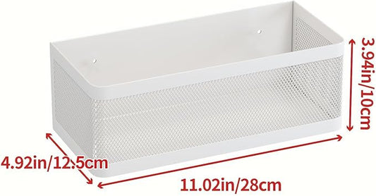 1 Pcs Magnetic Shelf For Fridge Shelves For Whiteboard Classroom Basket Organizer Holder Locker Storage Magnetic Bin Box Containers For Side Of Refrigerator (White, 11''L*4.9''W*3.9''H)