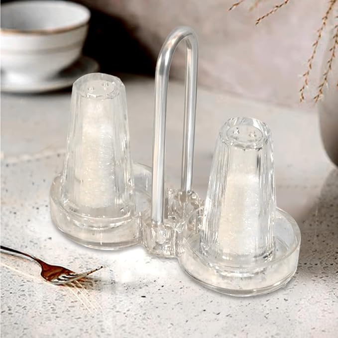 Set of 2 Crystal Seasoning Bottle With Holder,Refillable Crystal Salt and Pepper Shakers Set,Crystal Flavor Dispenser,Kitchen or Table Ornaments(003)
