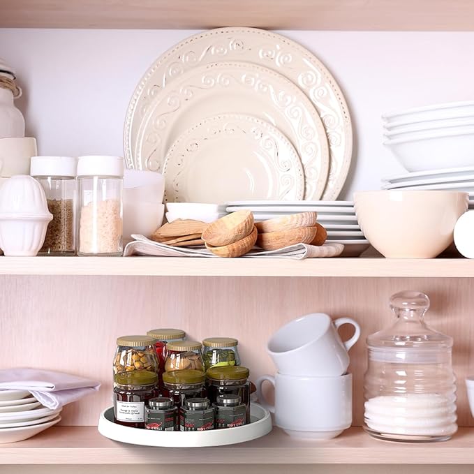 Lazy Susan Turntable Non-Skid Spice Turntable Rack 12-Inch Pantry Storage Organizers for Cabinet Kitchen Fridge Bathroom Countertop Organizing