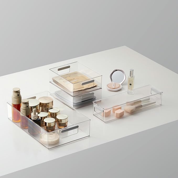vacane Clear Refrigerator Organizer Bins Plastic Food Storage Fridge Organizer Pantry Organization Container for Pantry,Bathroom ,Kitchen