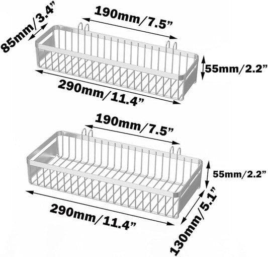 Sturdy 304 Stainless Steel Flatware Organizers with Hooks, 2 Pcs Drawer Silverware Organizer for Chopsticks/Spoon/Fork/Knife, Large and Small