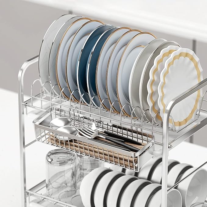 Drawer Silverware Organizer, Utensil Mesh Organizer for Chopsticks/Spoon/Fork/Knife, SUS304 Stainless Steel Drawer Utensil Drying Rack