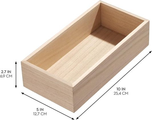 iDesign Renewable Paulownia Wood Collection Drawer Organizer Bin, 5" x 10" x 2.5", Natural
