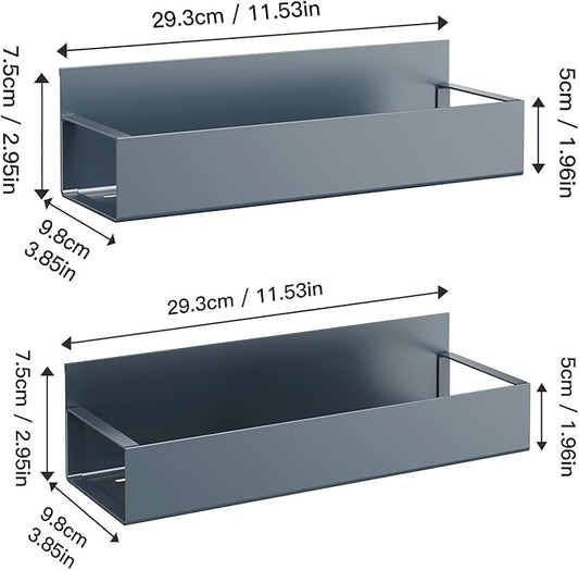 2 Pack Moveable Fridge Magnetic Spice Racks,Metal Grey